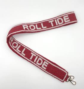 Hermoso cinturón de tirantes hecho a mano con cuentas de colores dorado y rosa ROLL TIDE para niñas de la India - Product Image 1