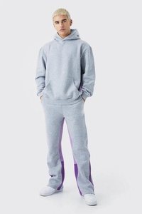 Custom Unisex Fleece Lined Pullover Hooded Tracksuit Set Flare Pants Screen Printed Graphic Design Acid Wash Finish 100% Cotton - Product Image 3