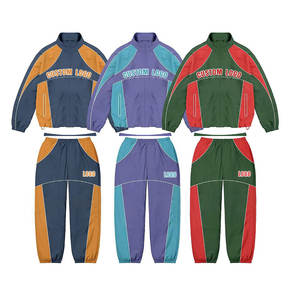 Ensemble survêtement d'été à carreaux personnalisé pour homme, veste coupe-vent, jogging, demi-survêtement en nylon - Product Image 1