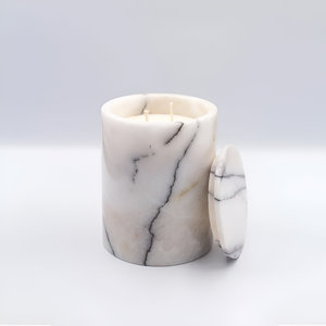 Wholesale Luxury <b>Marble</b> <b>Candle</b> Jars Lids Handmade Natural Stone <b>Holder</b> Eco-Friendly Heat Resistant Custom Logo Christmas Home - Product Image 6