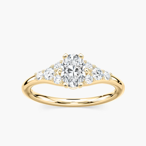 Anillo de Compromiso con Diamante Cultivado en Laboratorio de Corte Ovalado de 1.50 CTW, Piedras Laterales Redondas, Certificado IGI, Oro Sólido de 14K - Product Image 3