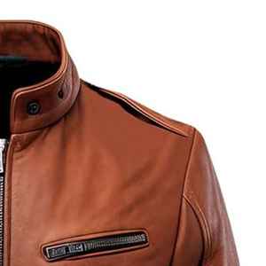 Premium Quality New Arrival Vintage Style <b>Genuine</b> Leather Casual Wear Cotton <b>Nylon</b> Zipper Closure Windproof Men Leather jacket - Product Image 6