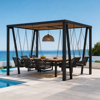 Ensemble de balançoires et de table à manger en acier galvanisé pour l'extérieur avec auvent, meubles de jardin et de terrasse OEM ODM
