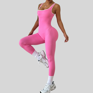 Mono Deportivo Casual de Verano con Cuello Halter, de Una Pieza, Cintura Alta, Transpirable, Ajustado, para Mujer, para Gimnasio, Entrenamiento, Fitness - Product Image 4