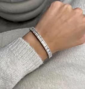 VVS Moissanite Diamond Tennis Link Bracelet Hip Hop avec Bling en argent sterling 925 pour hommes femmes et cadeau unisexe - Product Image 2