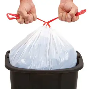 Оптовая продажа, недорогой Пластиковый черный мешок для мусора на шнурке, биоразлагаемый большой прозрачный поставщик, разлагаемые мешки для мусора