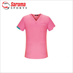 Conjuntos de uniformes médicos de LICRA para mujer, Top y pantalón exfoliante Atlético moderno con cuello en V, PARA ENFERMERÍA - Product Image 3