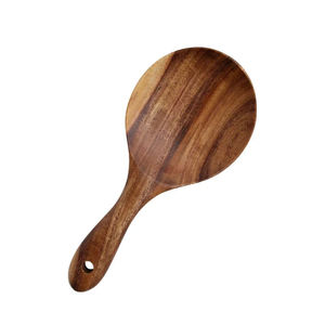 WOQI Logotipo personalizado Utensilios de cocina de mango plano Cuchara de servir de madera natural para bodas Revolver Mezcla Cocina - Product Image 5