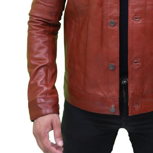 Chaqueta de Cuero de Vaca para Hombre, Invierno, Cuello Alto, Color Personalizado, Estilo Motociclista, Corte Ajustado - Product Image 3