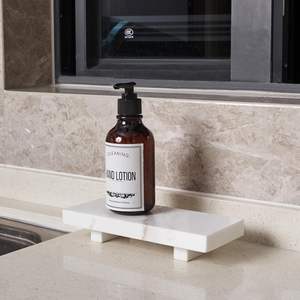 Marble Vanity White Marble Tray for Bathroom Jewelry Organizer and Perfume <b>Holder</b> Modern Decorative Tray for <b>Skincare</b> and Makeup - Product Image 6