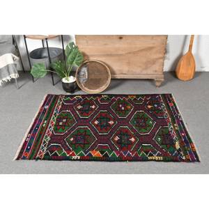 Alfombra turca étnica de área grande de 3,4x4,8 pies, alfombra roja de lana verde para sala de estar, Alfombra de látex para habitación nueva, pasillo de retazos rectangulares - Product Image 1