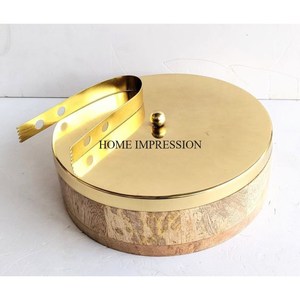 Look Classique Simple Vintage Arts Collection Designer Mangue En Bois Fait Forme Ronde Chapati Stockage Et Service Casserole Fourniture - Product Image 3