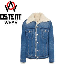 Veste en jean d'hiver pour hommes et femmes, vente en gros personnalisée, broderie noire, style streetwear, intérieur en laine douce, bouton unique, poche - Product Image 6