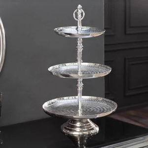3 <b>Tier</b> Nickel Finished <b>Cake</b> <b>Stand</b> With Texture Design Desert Serving Cupcake <b>Stand</b> - Product Image 2