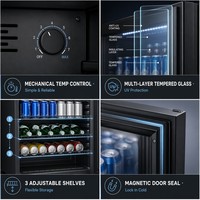 Mini-réfrigérateur compact pour boissons, refroidisseur de bar à glace, porte vitrée, porte simple, mini-frigo silencieux