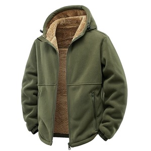 Abrigo Casual de Invierno para Hombre, Chaqueta Térmica con Capucha de Color Sólido, Decoración de Botones, Forro Polar Cortavientos, Lana Gruesa para Actividades al Aire Libre en Otoño - Product Image 1