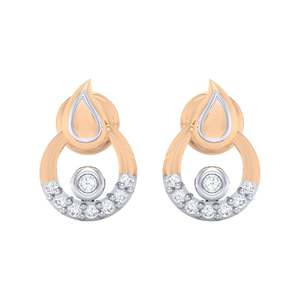 Boucles d'oreilles clous certifiées or 14 carats multicolores et diamants véritables avec 16 pierres - Product Image 3