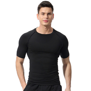 High Elastic Quick Dry <b>Sports</b> <b>Men's</b> Gym Wear Fitness Short Sleeve logo Custom <b>Men</b> Tight Plain Compression <b>T</b>-<b>shirt</b> for <b>men</b> - Product Image 2