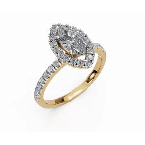 Anillo de Diamante Cultivado en Laboratorio con Halo Marquise de Lujo para Su Vista, 1.023 Ct, Oro de 9, 14 y 18 Quilates, Proveedor Mayorista OEM - Product Image 5