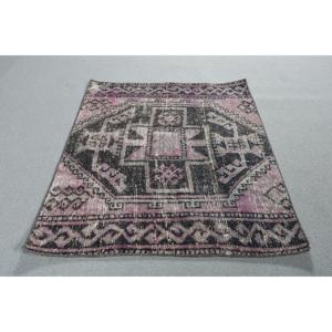 3,1x2,4 ft Turkish Vintage <b>Rug</b>, Small <b>Rug</b>, Purple <b>Black</b> Bordered Wool <b>Rug</b> - Product Image 3