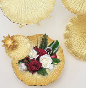 Tazón para servir de metal con diseño de flores de latón AK en tazón decorativo con acabado dorado al mejor precio en la India para decoración de cafetería/decoración de fiestas - Product Image 3