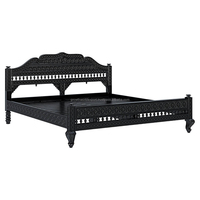 Lit mural King Size en bois sculpté indien fait main, finition noire, mobilier de maison haut de gamme, gonflable et pliable, modèle 2024, le plus tendance