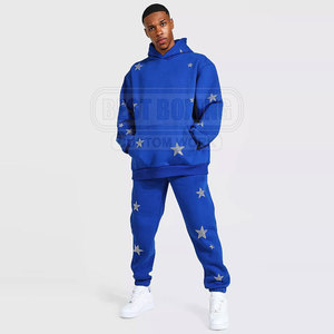 Chándal de diamantes de imitación para hombre con diseño brillante y ajuste delgado para ropa de calle elegante chándal de diamantes de imitación para hombre - Product Image 1