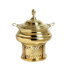 Equipo de restaurante hecho a mano respetuoso con el medio ambiente, mesa de lujo dorada, calentador de alimentos, plato de frotamiento de latón decorativo - Product Image 5