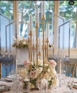 Candelabro de Acrílico Dorado LANJO con 3/5/8 Cabezas, Centro de Mesa para Bodas, Soporte para Velas, Decoración para Fiestas - Product Image 4