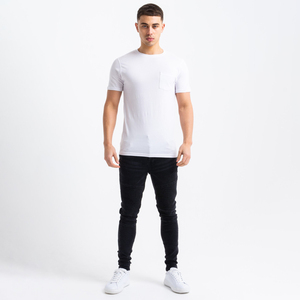 T-shirt de base blanc pour hommes avec poche OEM Soft 100% Cotton Custom Printing Logo Graphics Design Tees - Product Image 1