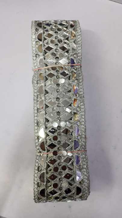 Custom Made Mirror Work Embroidered Laces in Crescent & Curly Designed Border Designs and in One Colour for Wedding Dresses