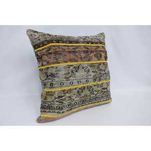 Beige Bohemian 28x28 Wool Woven Vintage Floral Print Non-Slip Eco-Friendly Removable Washable Zipper Closure Decorative - Product Image 3