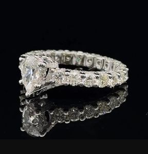 Anillo de compromiso de diamantes de moissanita de oro blanco de 14K, Alianza de boda doble eternidad para fiestas, Exportación a India - Product Image 2