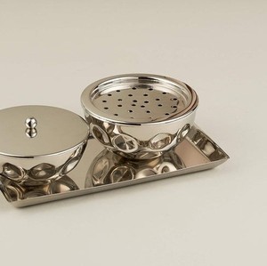 Ensemble de brûleur à encens en métal martelé or et argent de luxe avec plateau, bol rond pour encens Bakhoor Oud, décoration d'intérieur, ornement - Product Image 6