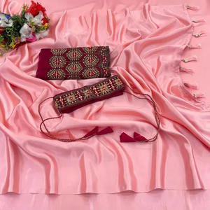 Collection en gros de vêtements de fête brodés en satin Sarees vêtements de fête indiens et pakistanais à des tarifs réduits - Product Image 2