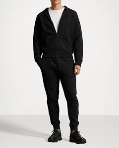 Wholesale OEM Custom Men's Winter <b>Black</b> Regular Fit Full-Zip 100% Cotton <b>Fleece</b> Zipper Hoodie Windproof Breathable Quick Dry - Product Image 3