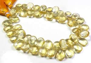 Venta al por mayor, lote a granel de 8 \ ", cuentas de piedras preciosas de citrino amarillo, cuentas de corte facetado de pera sueltas naturales de 10-14mm, Color amarillo citrino - Product Image 3