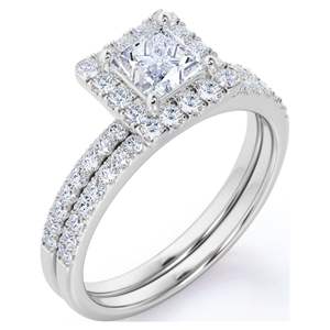 Bague de fiançailles solitaire en moissanite de taille princesse en or blanc 10 carats - Product Image 1