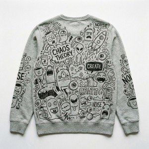 Sudadera de Cuello Redondo para Hombre, Estilo Urbano, con Estampado Gráfico de Dibujos Animados Retro, Graffiti, 100% Algodón Felpa - Product Image 5