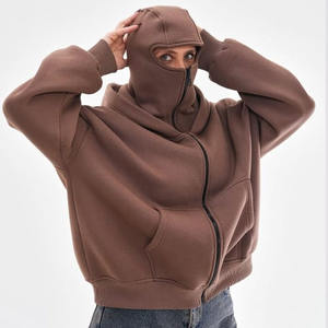 Sudadera con capucha con cremallera completa unisex 100% algodón logotipo personalizado estilo Hip Hop bordado invierno de gran tamaño hombres cremallera Sudadera con capucha patrón sólido - Product Image 3