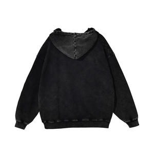 Sweat à capuche unisexe en coton 100% délavé à l'acide, logo personnalisé, poche surdimensionnée, respirant, automne, lettre en polaire, haute qualité - Product Image 3