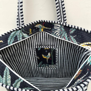 Bolso Tote de hombro de algodón ecológico de alta calidad con logotipo personalizado Estampado de jungla tamaño 18x18 para mujer compras comestibles promocional - Product Image 6