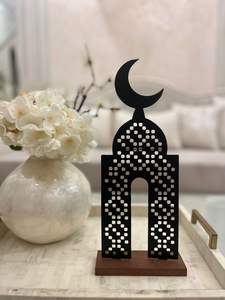 Silhouette de mosquée en forme de croissant de lune suspendue, art mural islamique, décoration de la maison pour le Ramadan, unique - Product Image 4