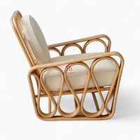 Fauteuil de salon moderne en rotin naturel de haute qualité pour salon, chambre, salle à manger, cuisine, bureau à domicile, extérieur