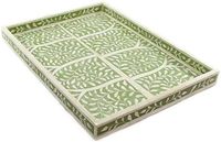 Plateau de service rectangulaire en bois sculpté à la main de haute qualité, design Art Déco, pour la vente en gros, idéal pour le Ramadan, Diwali et l'usage domestique