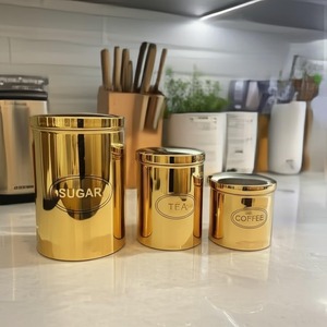 Boîte à épices de cuisine en acier inoxydable, finition miroir brillant, dorée, sans danger pour les aliments, compatible lave-vaisselle, hermétique, écologique, pour sucre - Product Image 5