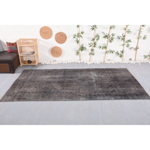 Tapis Turc Vintage Moderne Grand 5.3X10 pieds Gris Patchwork Design Laine Matériau Latex Support pour Adolescents Couloir Modèle Tapis de Chambre - Product Image 1