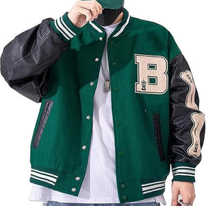 Chaqueta Universitaria Urbana Atemporal con Mangas de Cuero, Material de Lana Suave, Cierre de Broches, Ribete Acanalado, Estilo Casual para la Universidad y la Calle, OEM ODM - Product Image 4