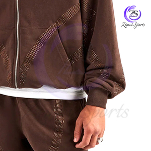 Ligero, buena venta, ropa para adultos, informal, manga larga con cordón, mezcla de poliéster, sudaderas con capucha de diamantes de imitación lavables a máquina - Product Image 4