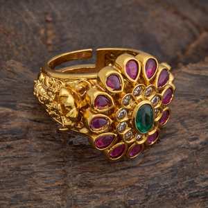<b>Adjustable</b> Antique-Inspired Alloy and Copper Finger <b>Ring</b> Trendy Religious Wedding Flower Shape with Claw Inlay 152586 <b>Size</b> - Product Image 5